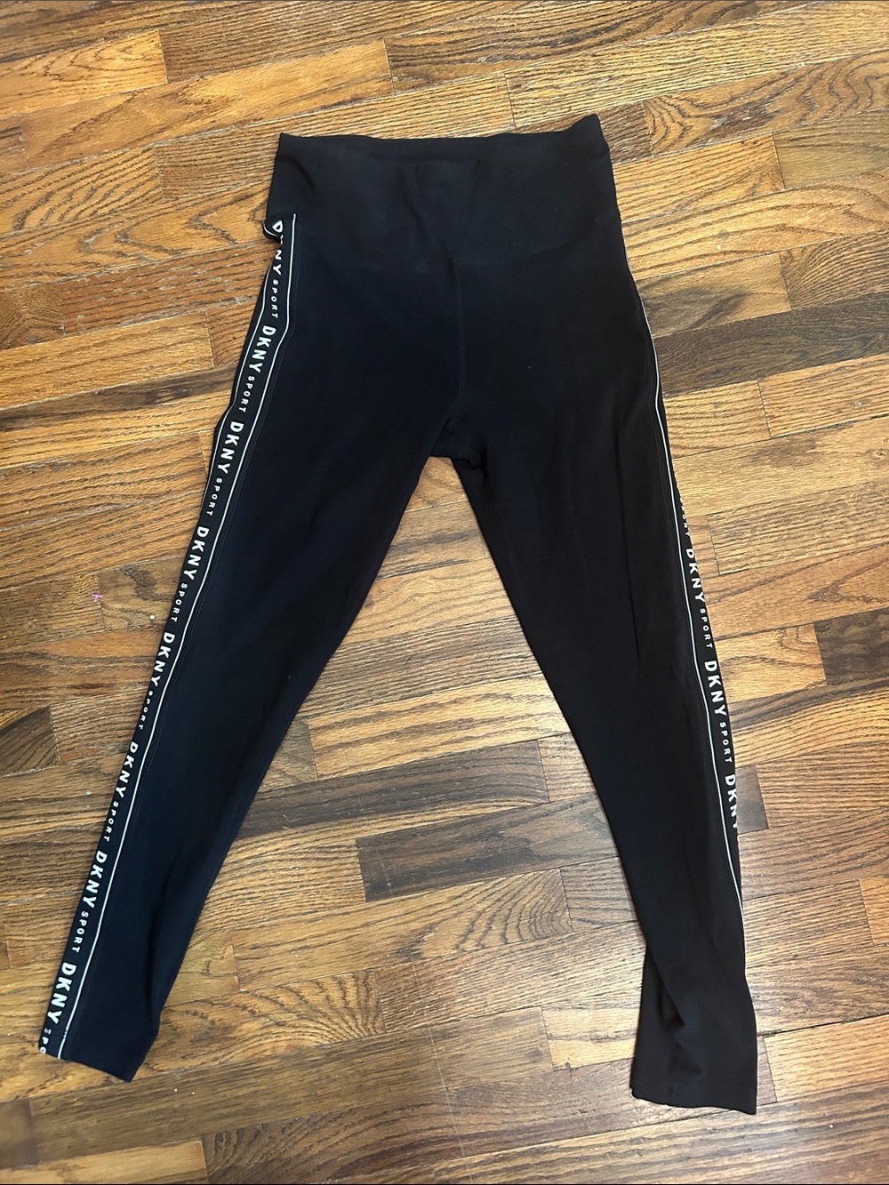DKNY Black Leggings with White Logo Side Tape